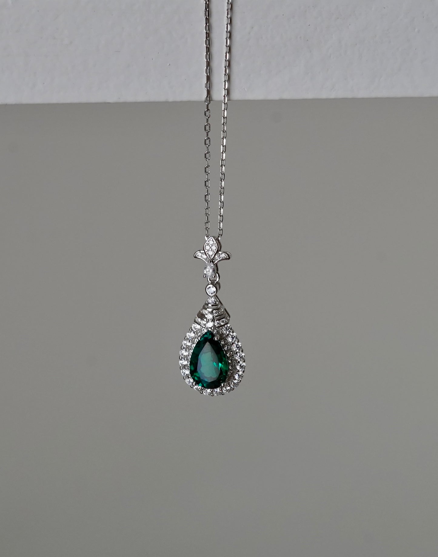 Emerald Drop Pendant Necklace