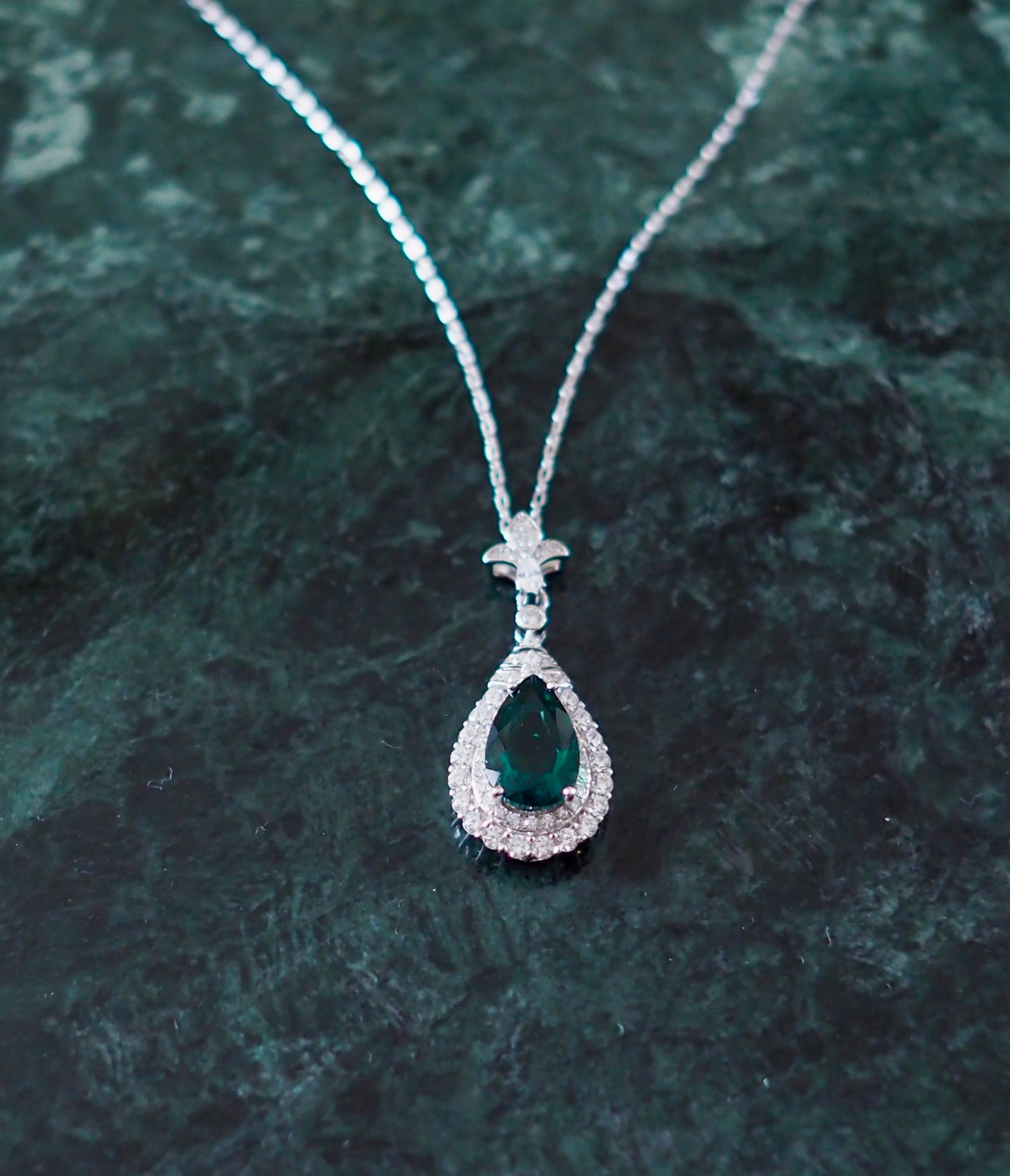 Emerald Drop Pendant Necklace