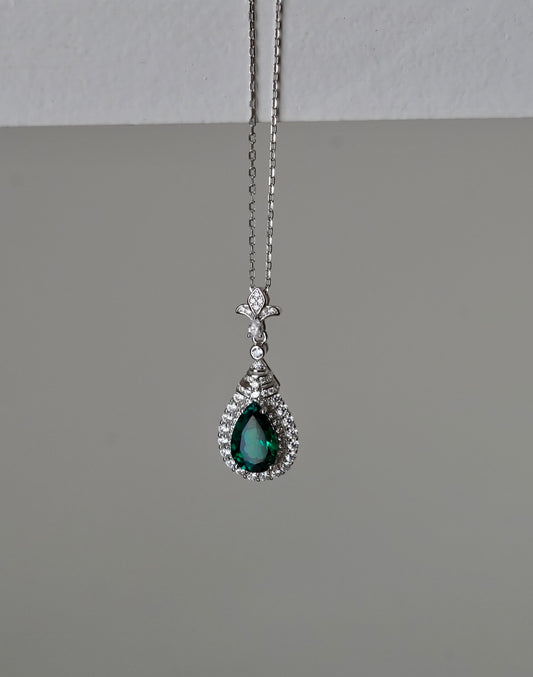 Emerald Drop Pendant Necklace